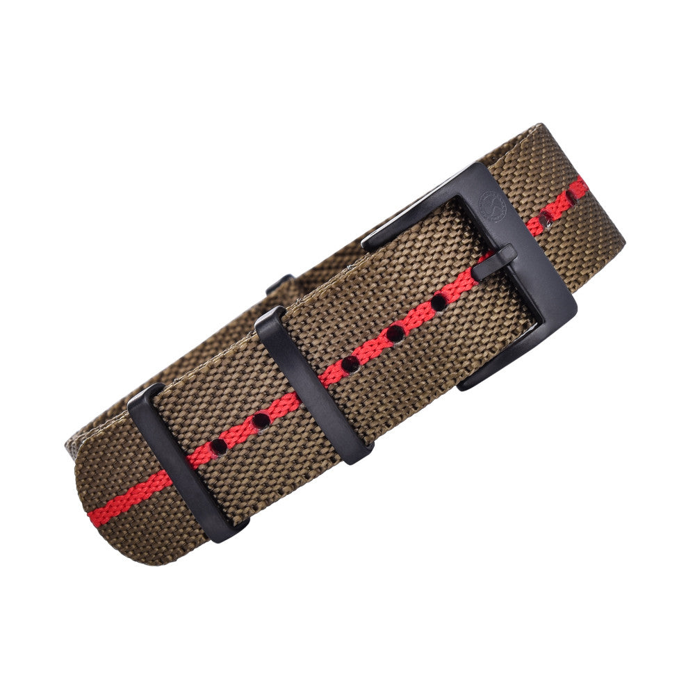 Premium nato strap PVD buckle - Olive/Red
