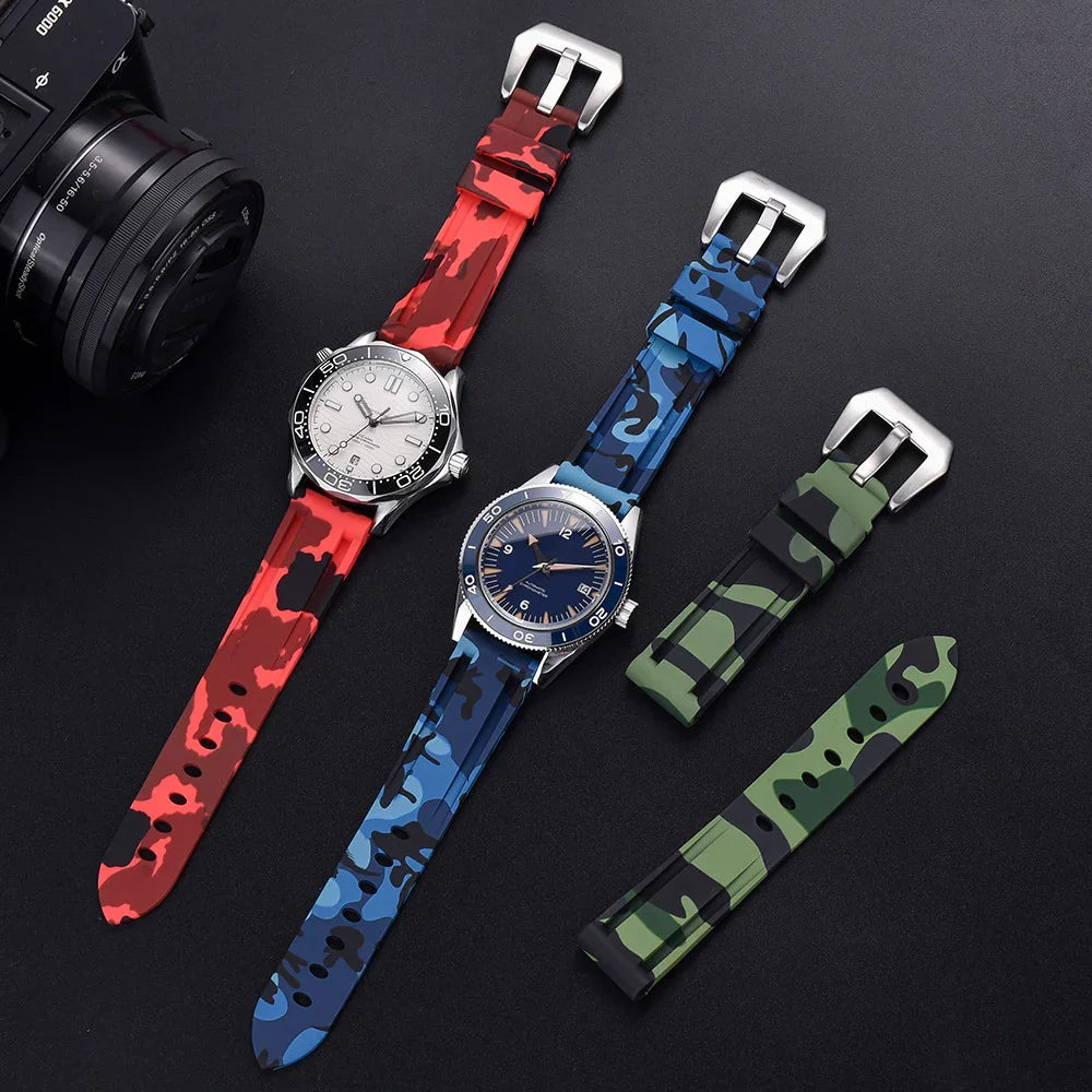KronoKeeper Camouflage Rubber strap - Red - detail