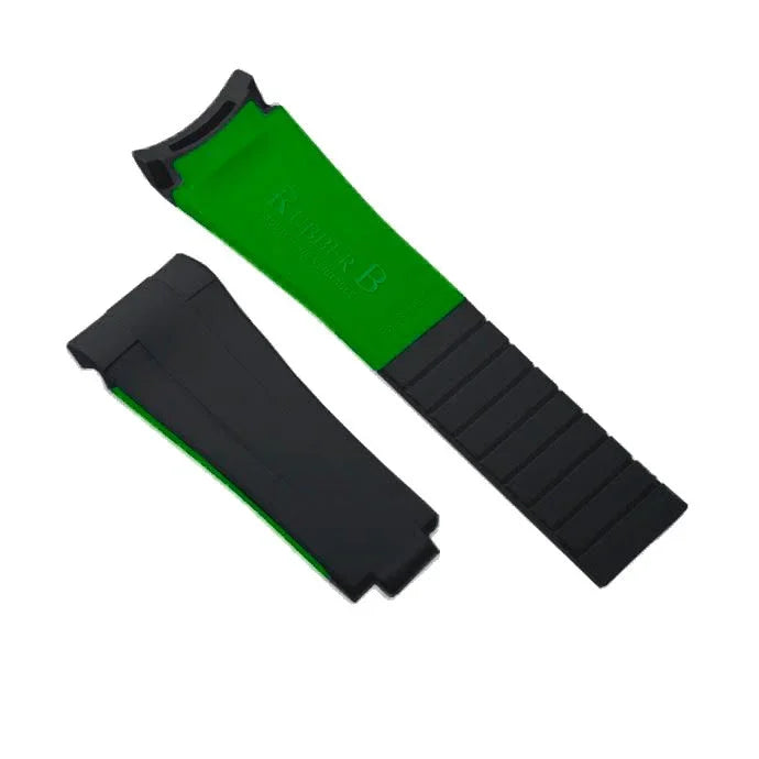 Rubber B Strap for Rolex Air-King 126900 - M215 Black/Green - detail