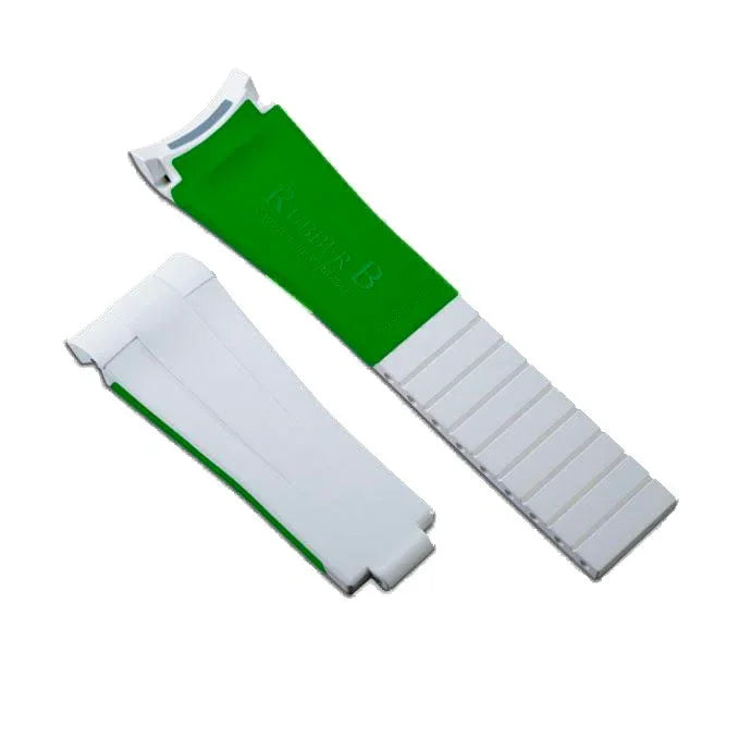 Rubber B Strap for Rolex Air-King 126900 - M215 White/Green - detail