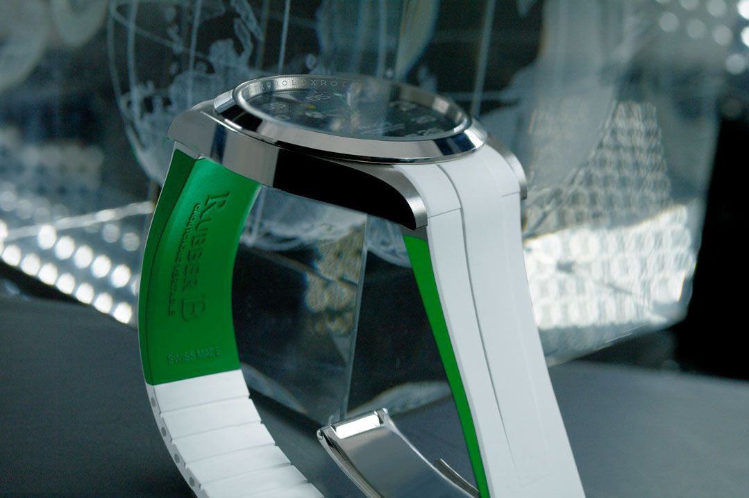 Rubber B Strap for Rolex Air-King 126900 - M215 White/Green