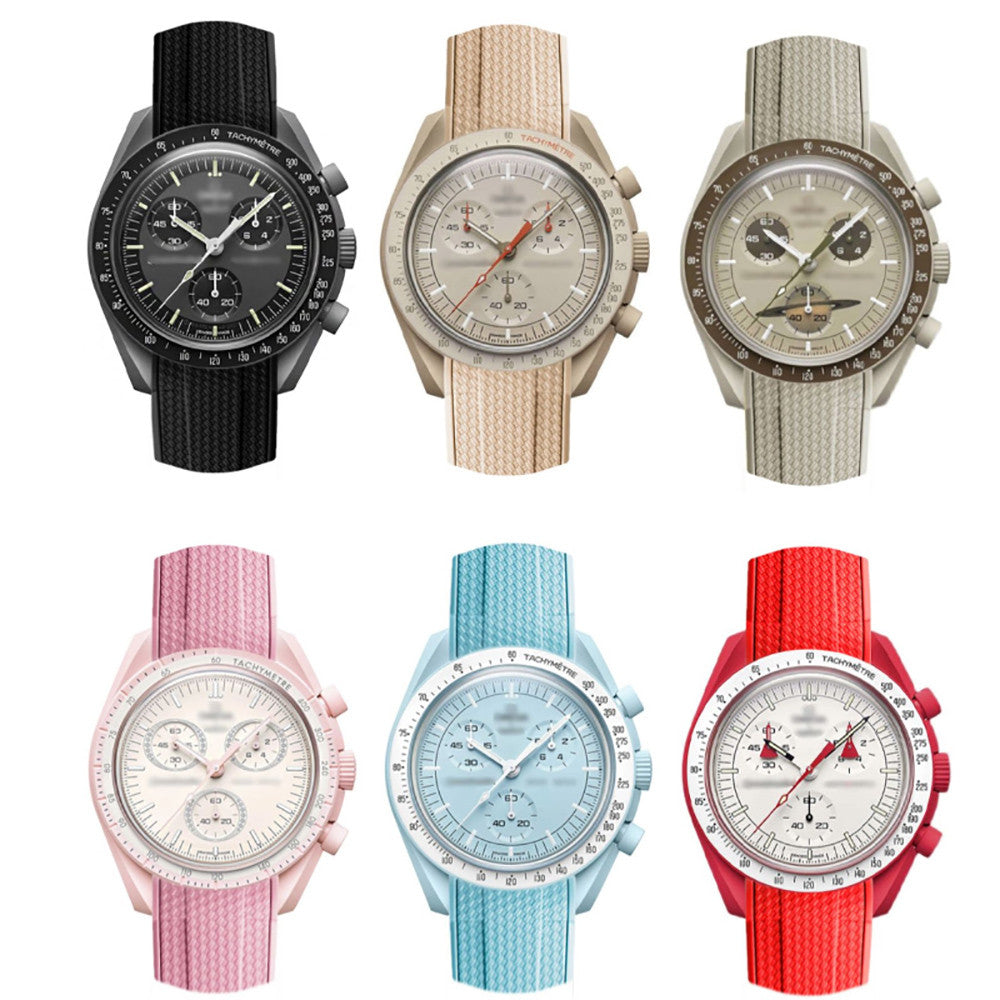 Rubber strap for Omega MoonSwatch Texture - Black/Black