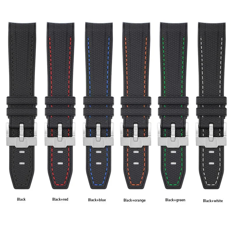 Rubber strap texture for Omega MoonSwatch - Black/orange - rubber watch strap