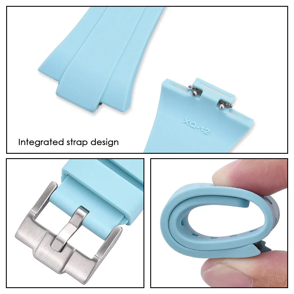 Rubber strap for Tissot PRX - Tiffany Blue - view 5