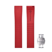 KronoKeeper adjustable Rubber Strap with deployant clasp - Red - rubber watch strap