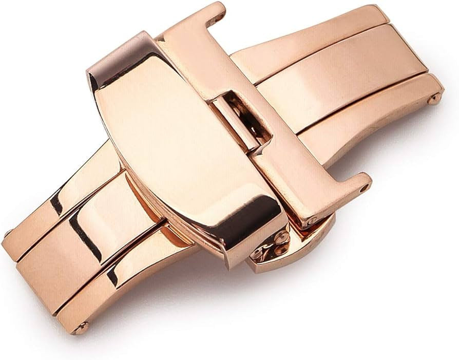 Double folding clasps for leather straps rose gold plated