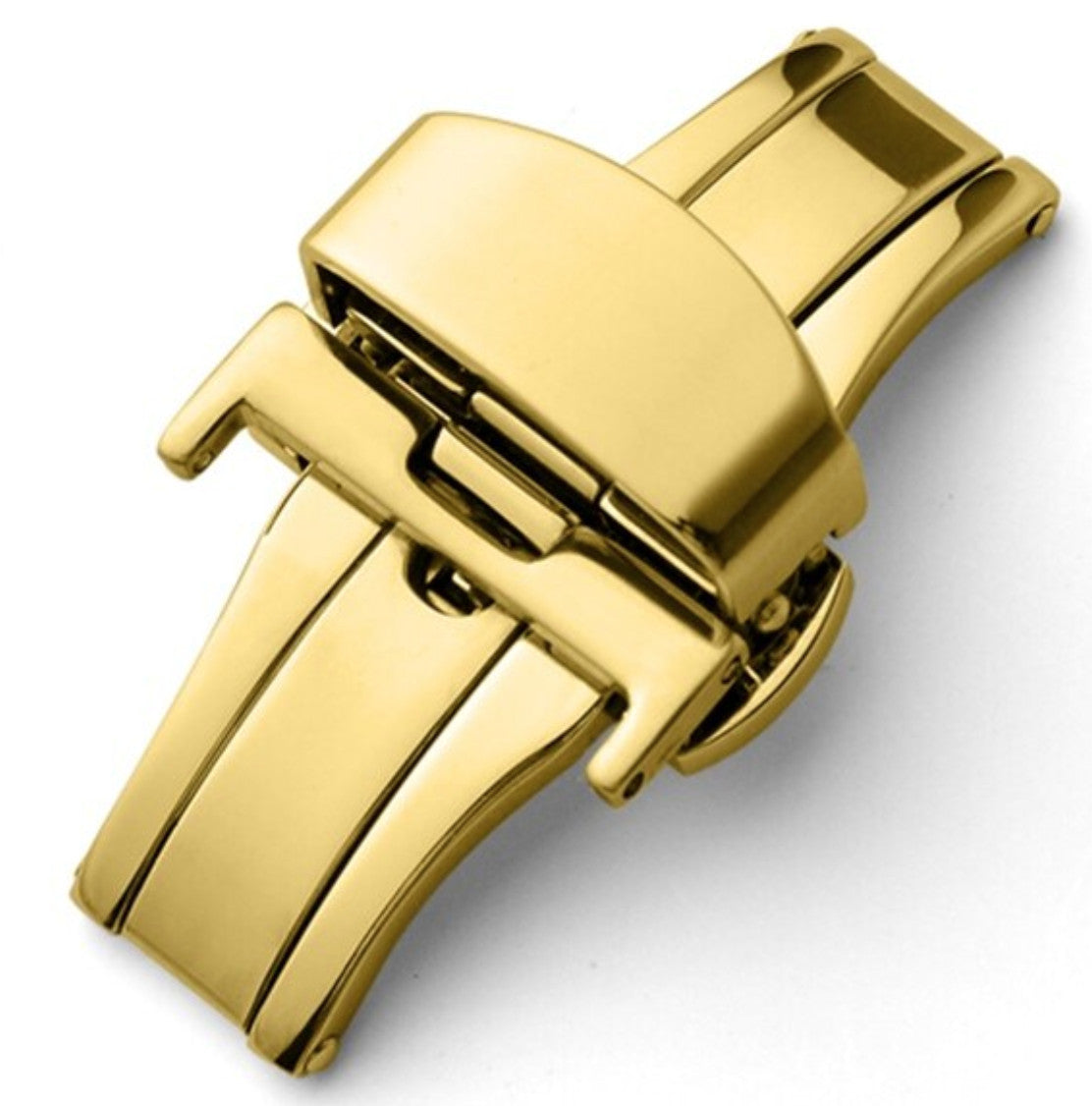 Double folding clasps for leather straps yellow gold plated