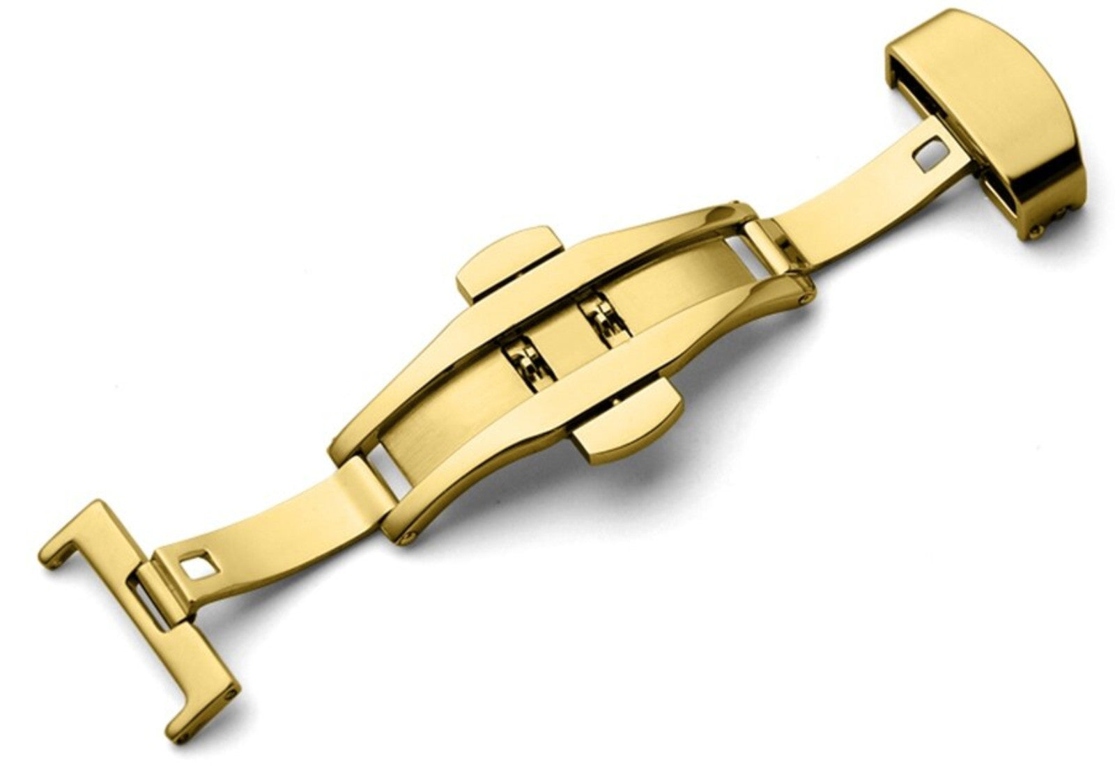Double folding clasps for leather straps yellow gold plated