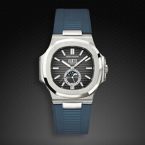 Rubber B strap PK77 for Patek Philippe Nautilus Blue Jeans