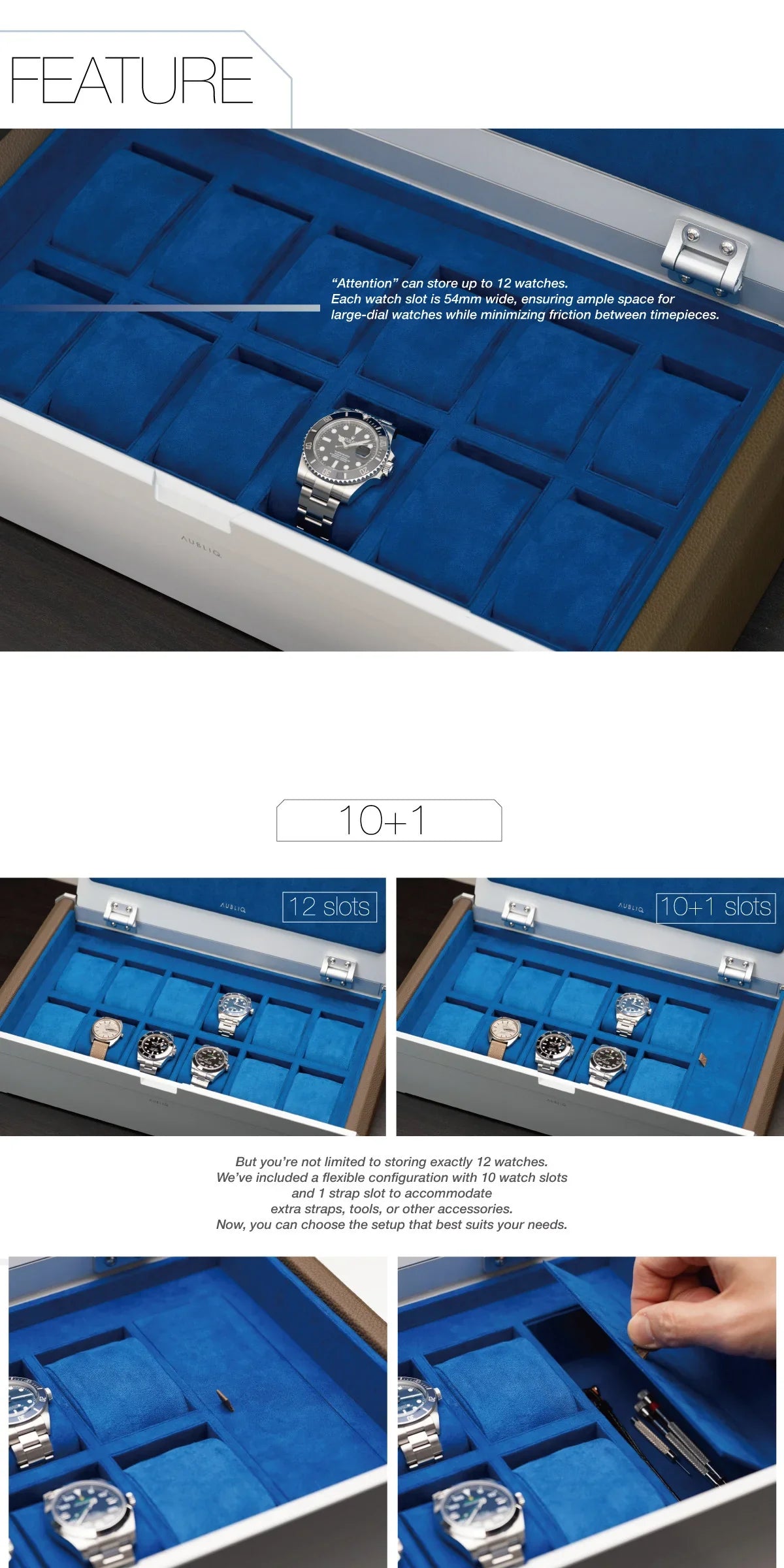 Aubliq 10 or 12 watch box in Dark Grey aluminium and calf leather - view 6