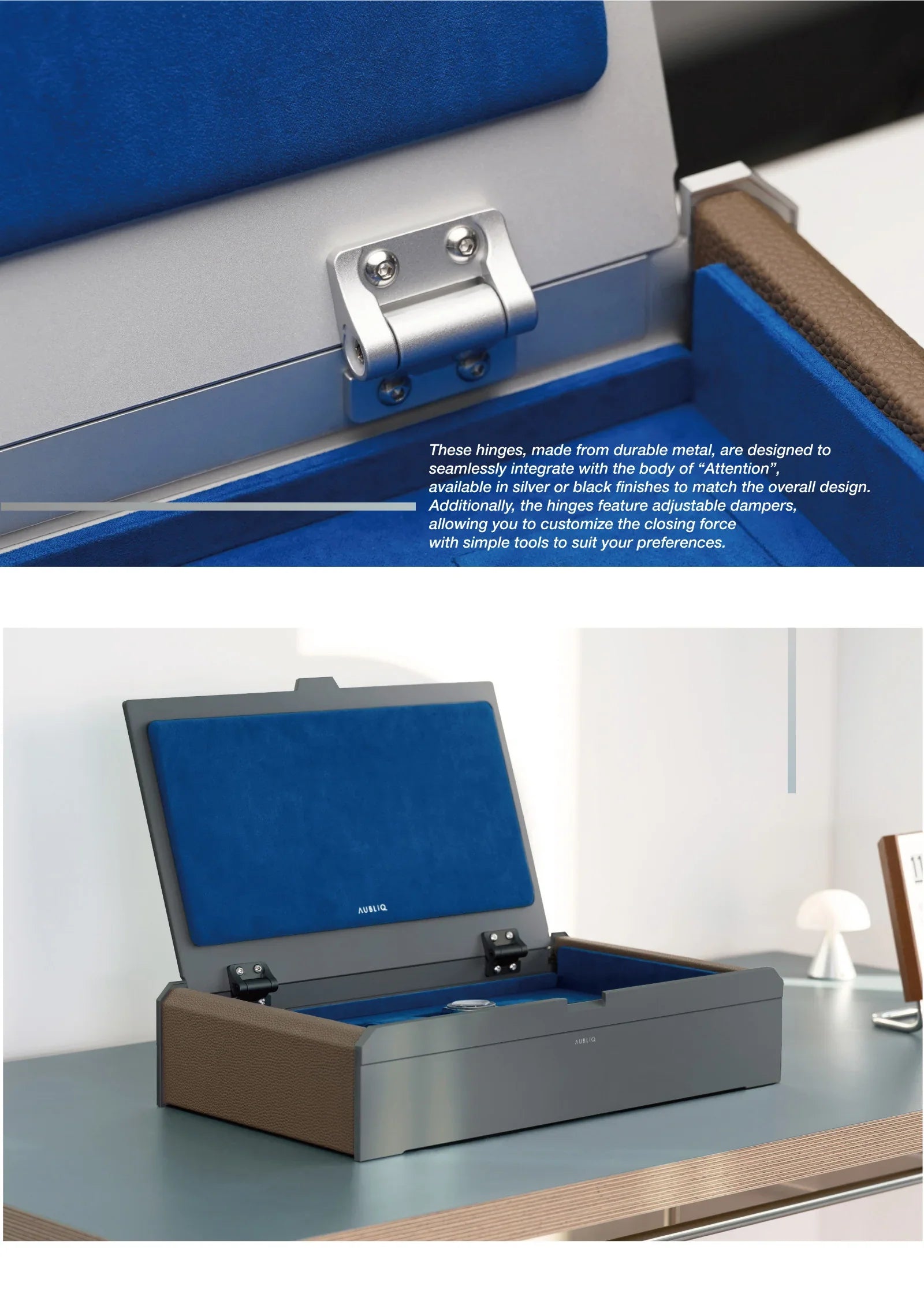 Aubliq 10 or 12 watch box in Dark Grey aluminium and calf leather - view 8