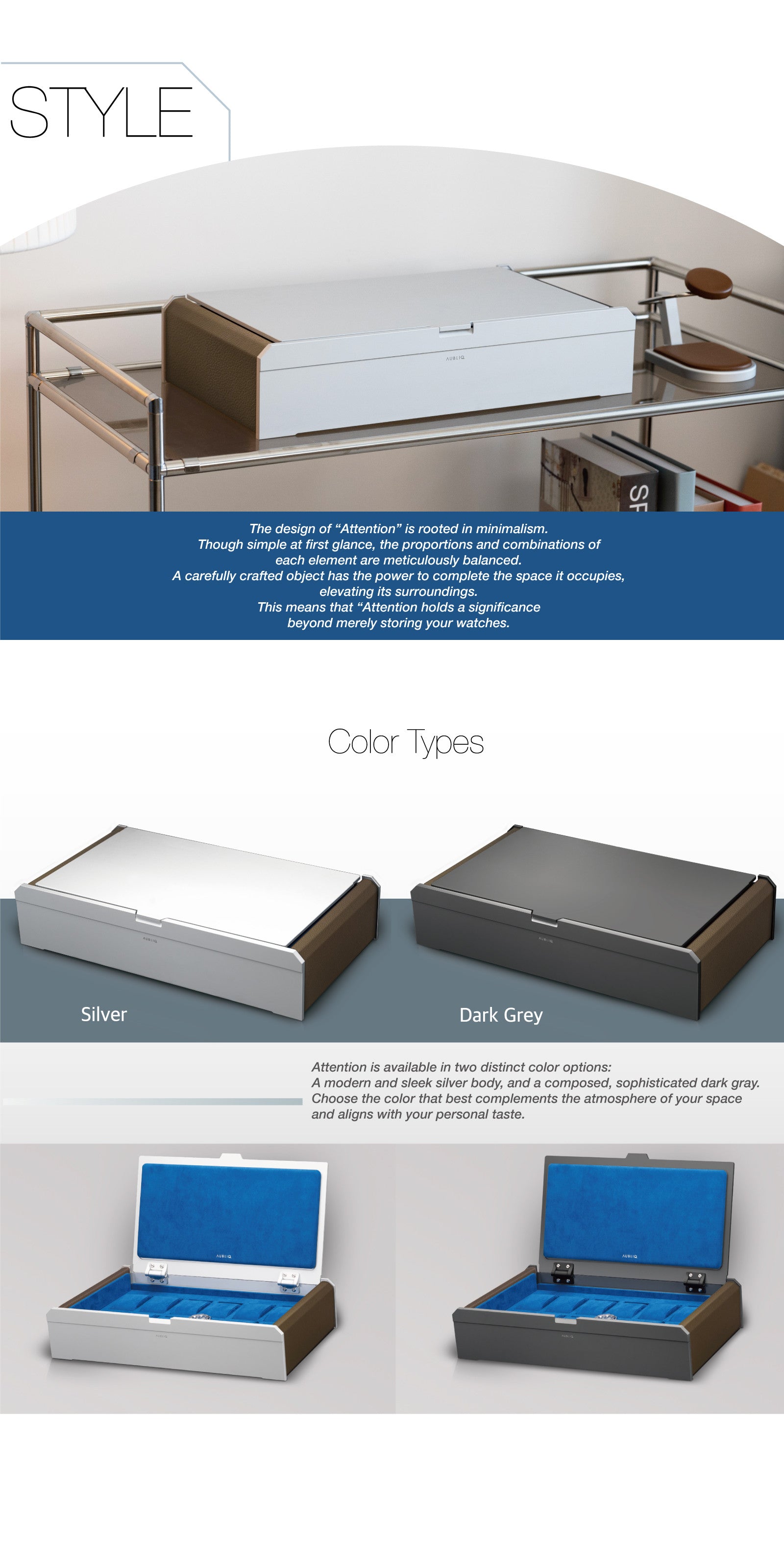 Aubliq 10/12 watch box in aluminium and leather