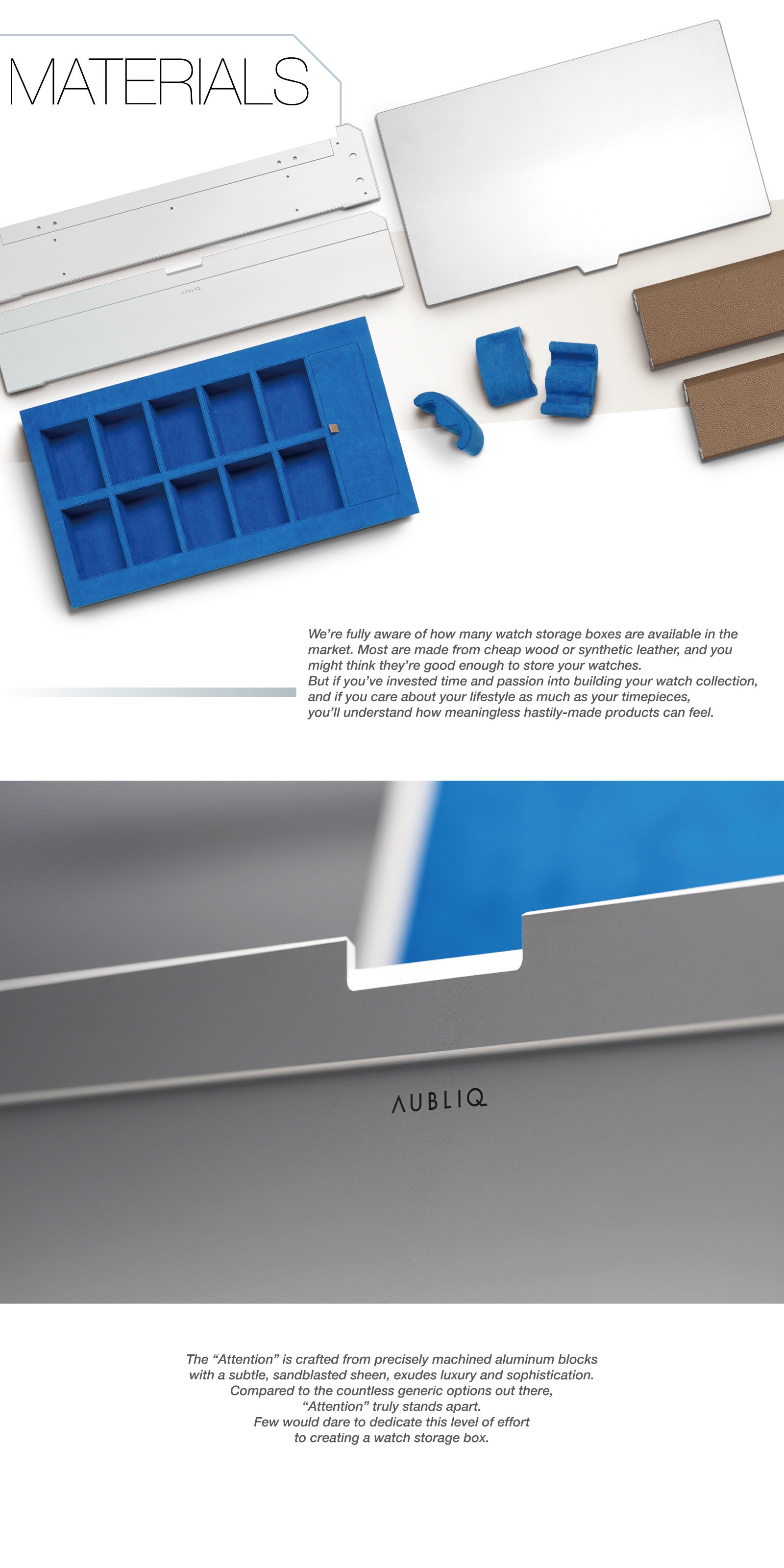 Aubliq 10/12 watch box in aluminium and leather