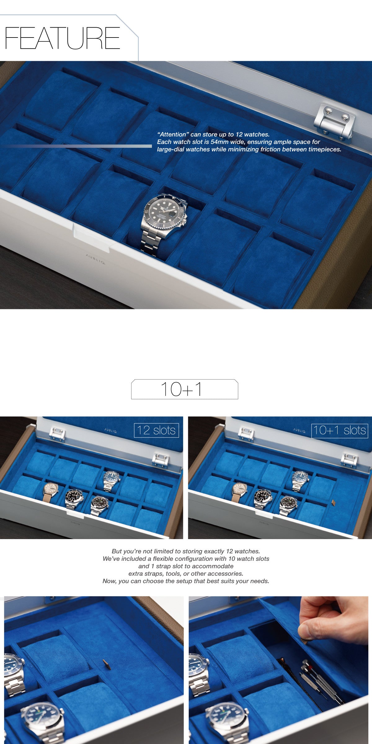 Aubliq 10/12 watch box in aluminium and leather