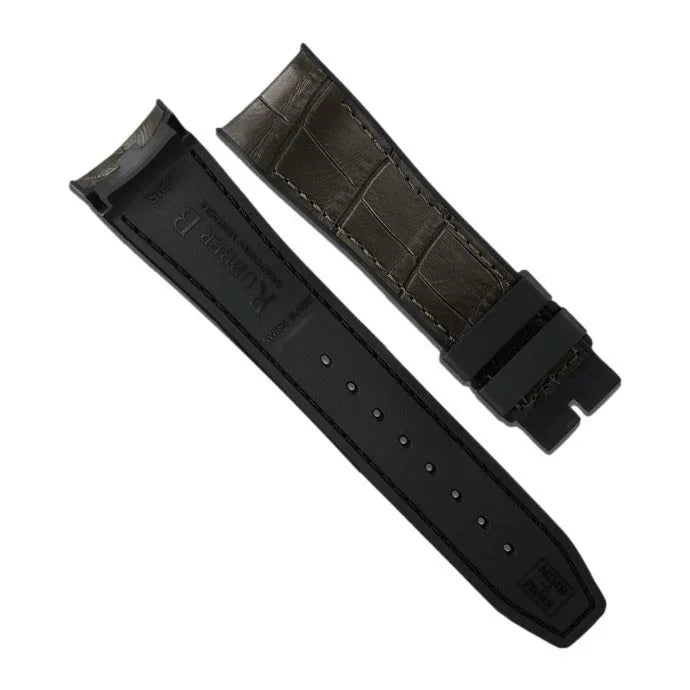 RubberB Alligator SwimSkin SK41 - Espresso Brown 20mm Strap - alligator leather watch strap