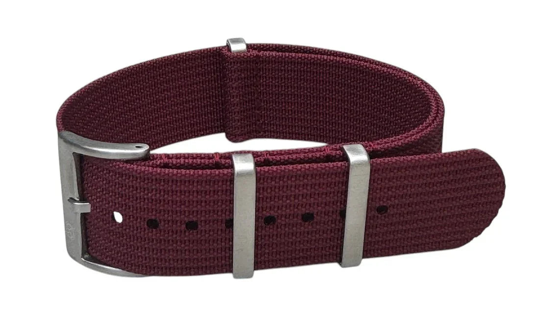 KronoKeeper ribbed nato strap - Burgundy - NATO nylon watch strap