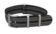 KronoKeeper ribbed nato strap - Black/Khaki/Grey - NATO nylon watch strap