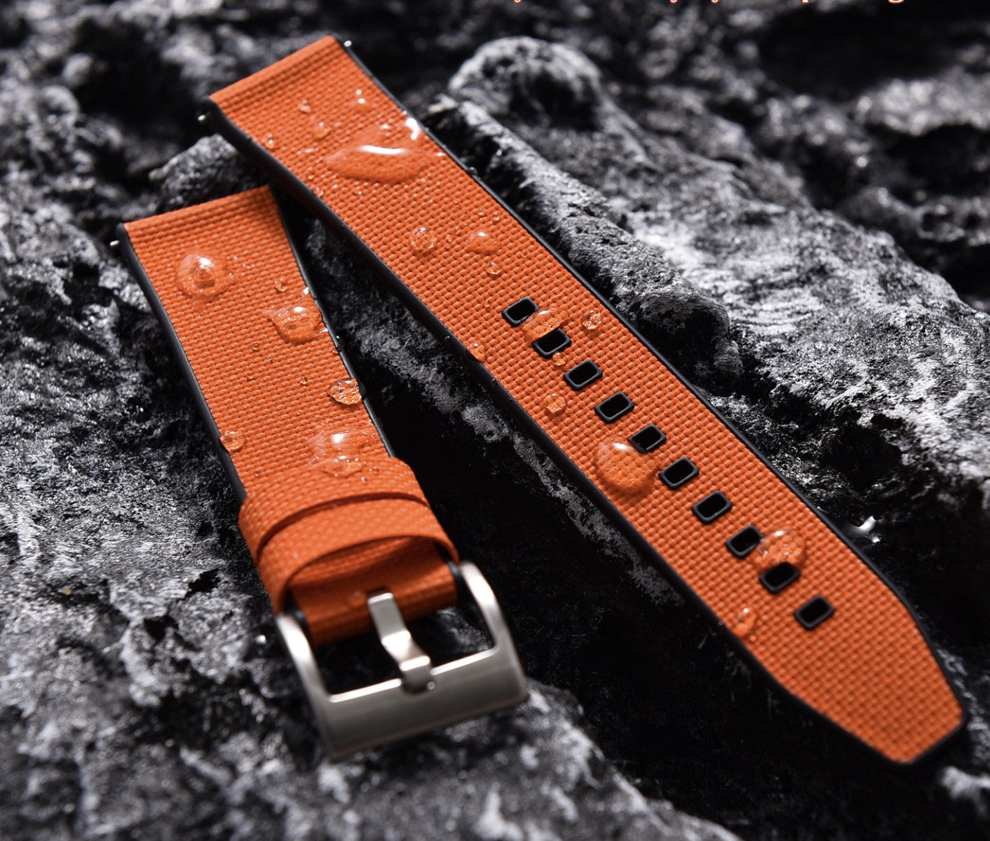KronoKeeper double-layer FKM rubber strap - Brown