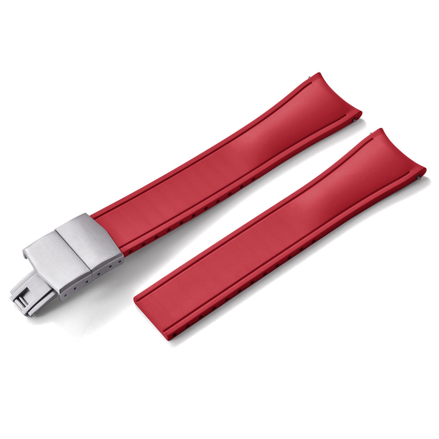 KronoKeeper curved adjustable Rubber Strap with deployant clasp - Red