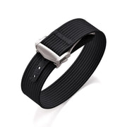 KronoKeeper ribbed nato strap with deployant buckle - Black - NATO nylon watch strap