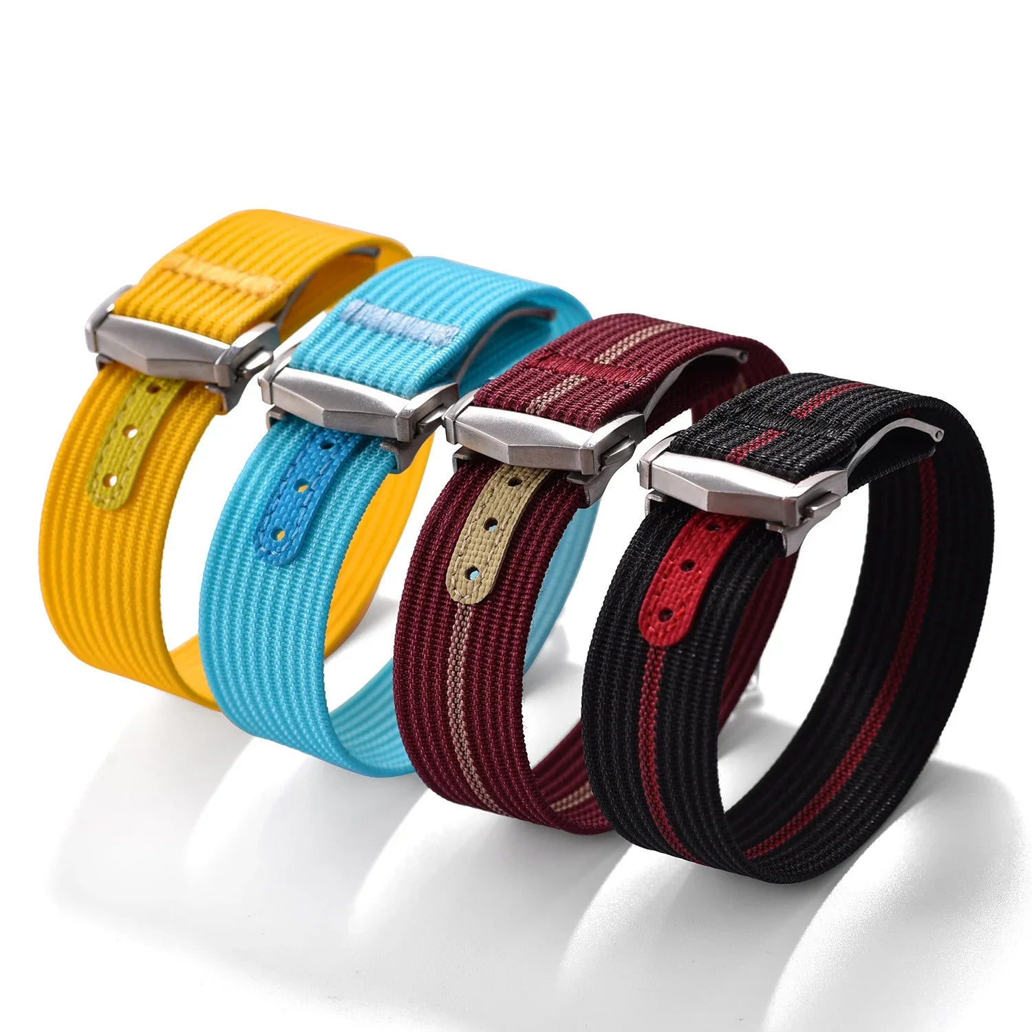 KronoKeeper ribbed nato strap with deployant buckle - Black/Khaki/Grey - view 3