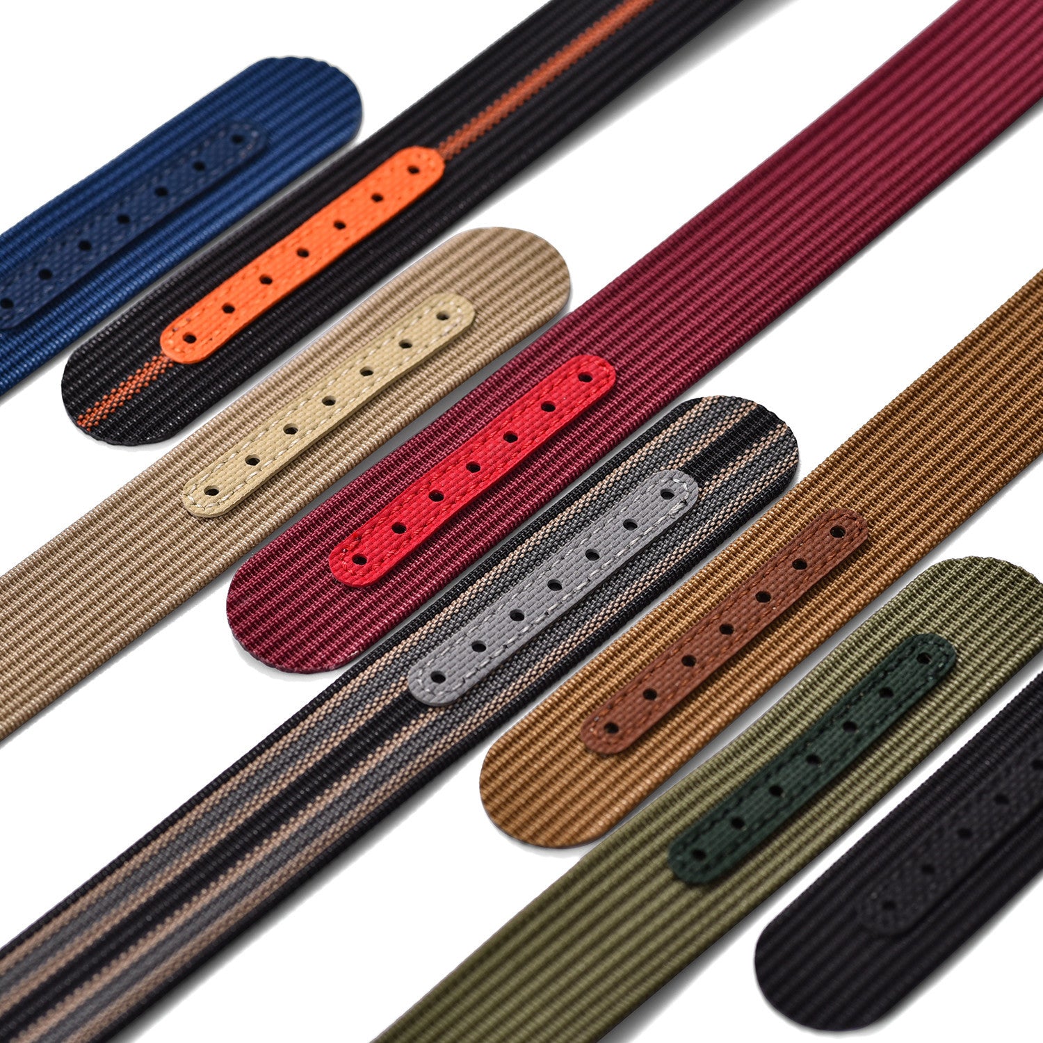 KronoKeeper ribbed nato strap with deployant buckle - Black/Orange