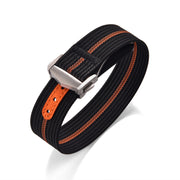 KronoKeeper ribbed nato strap with deployant buckle - Black/Orange