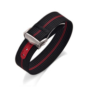 KronoKeeper ribbed nato strap with deployant buckle - Black/Red