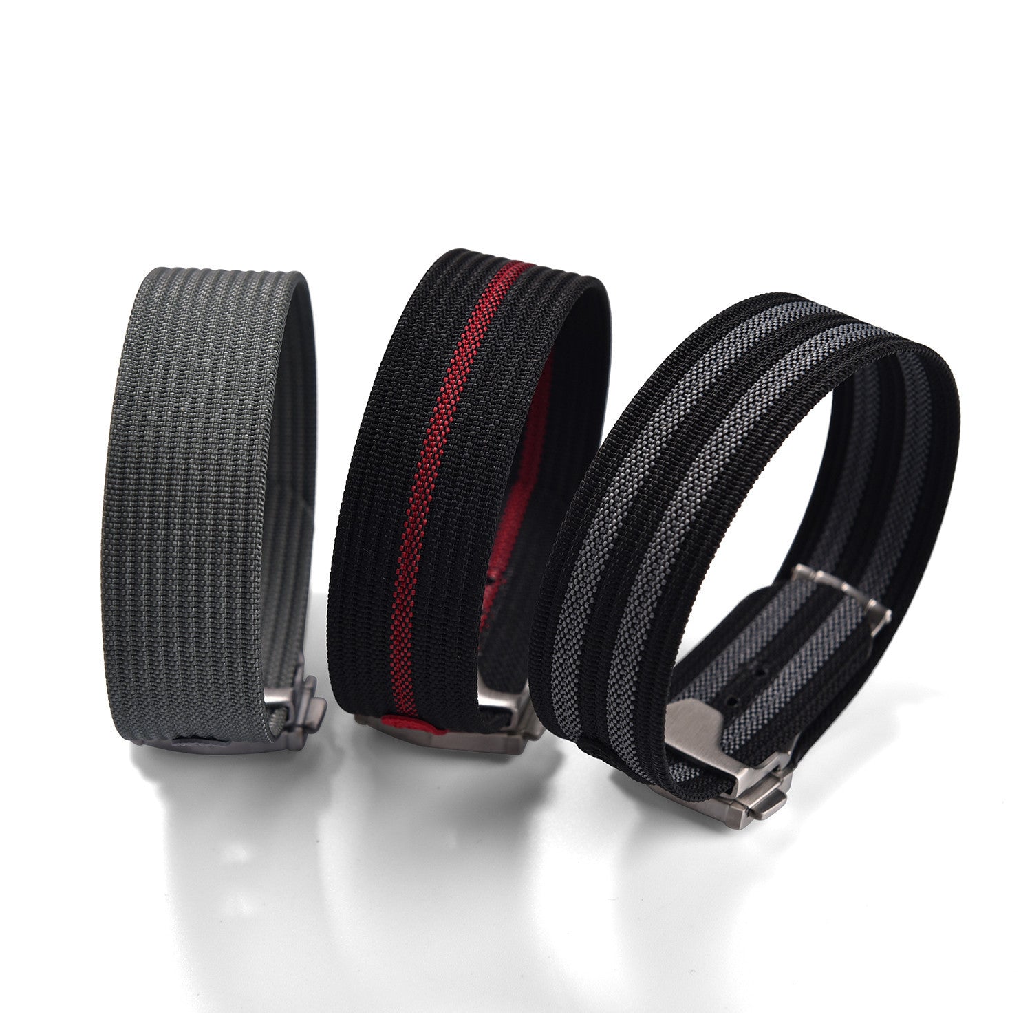 KronoKeeper ribbed nato strap with deployant buckle - Black/Red