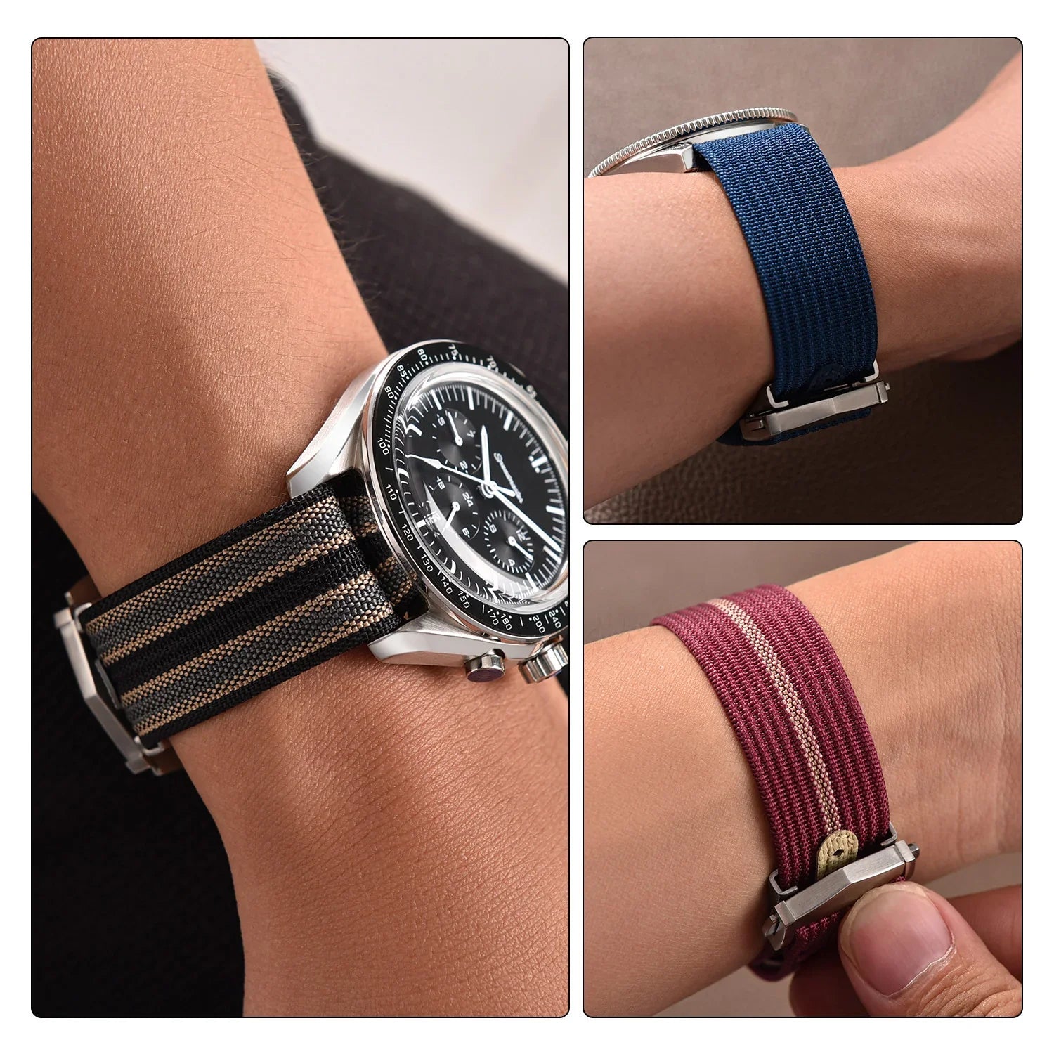 KronoKeeper ribbed nato strap with deployant buckle - Grey - view 6
