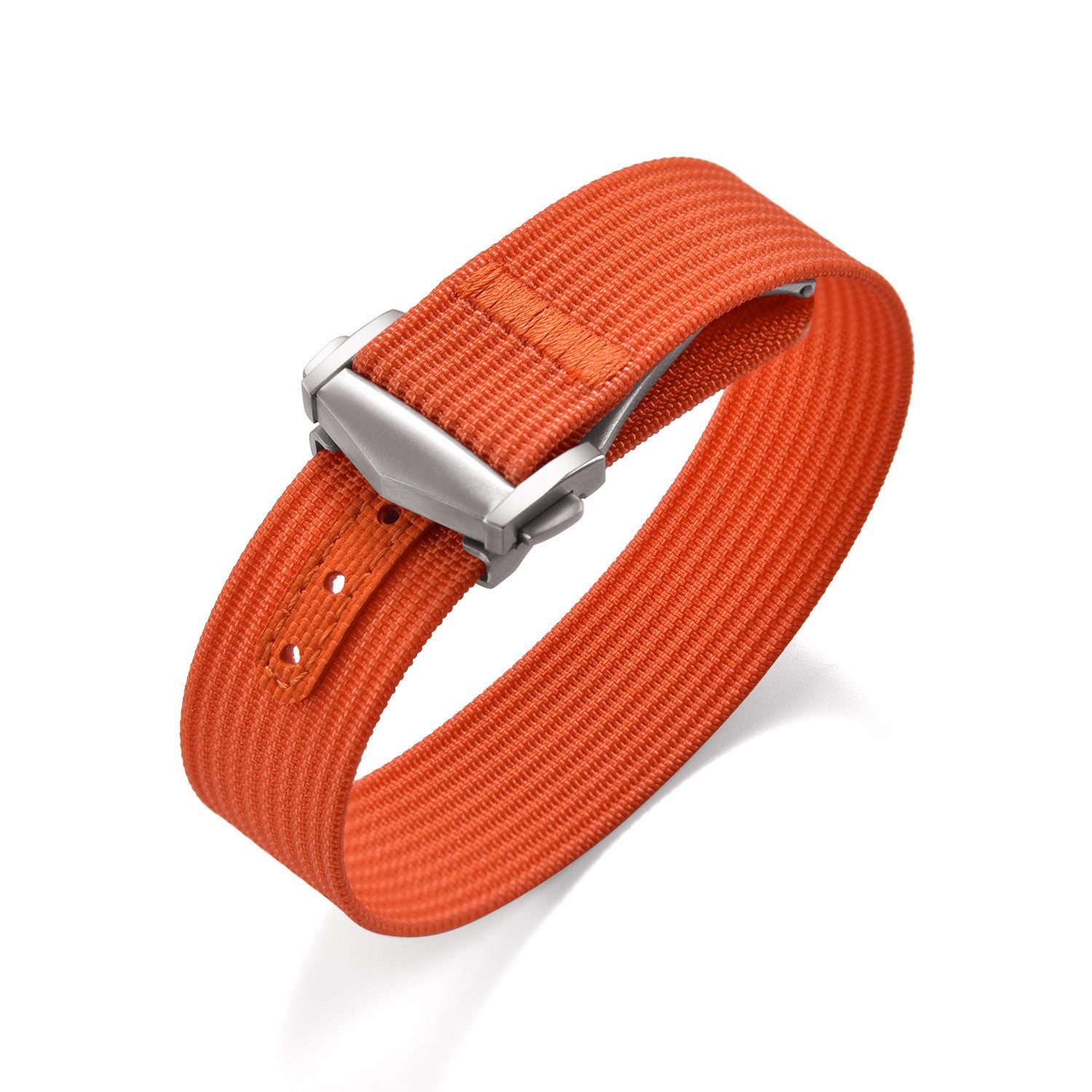 KronoKeeper ribbed nato strap with deployant buckle - Orange