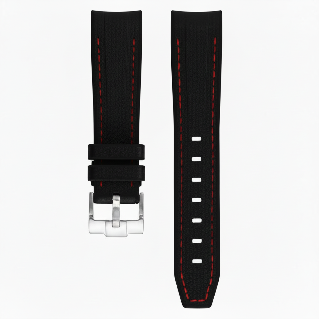 Rubber strap texture for Omega MoonSwatch - Black/red