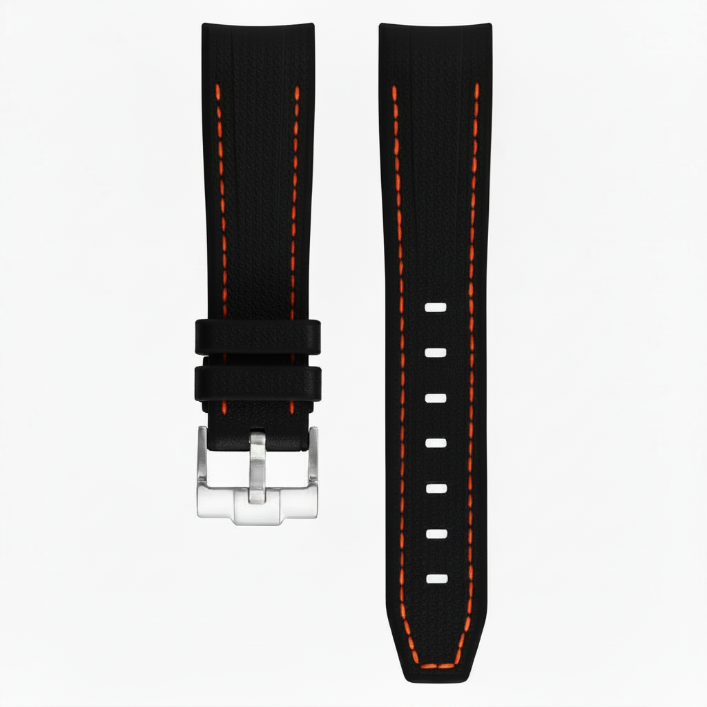 Rubber strap texture for Omega MoonSwatch - Black/orange
