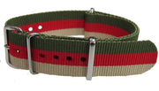 Watch NATO strap Sand / Red / Green - NATO nylon watch strap