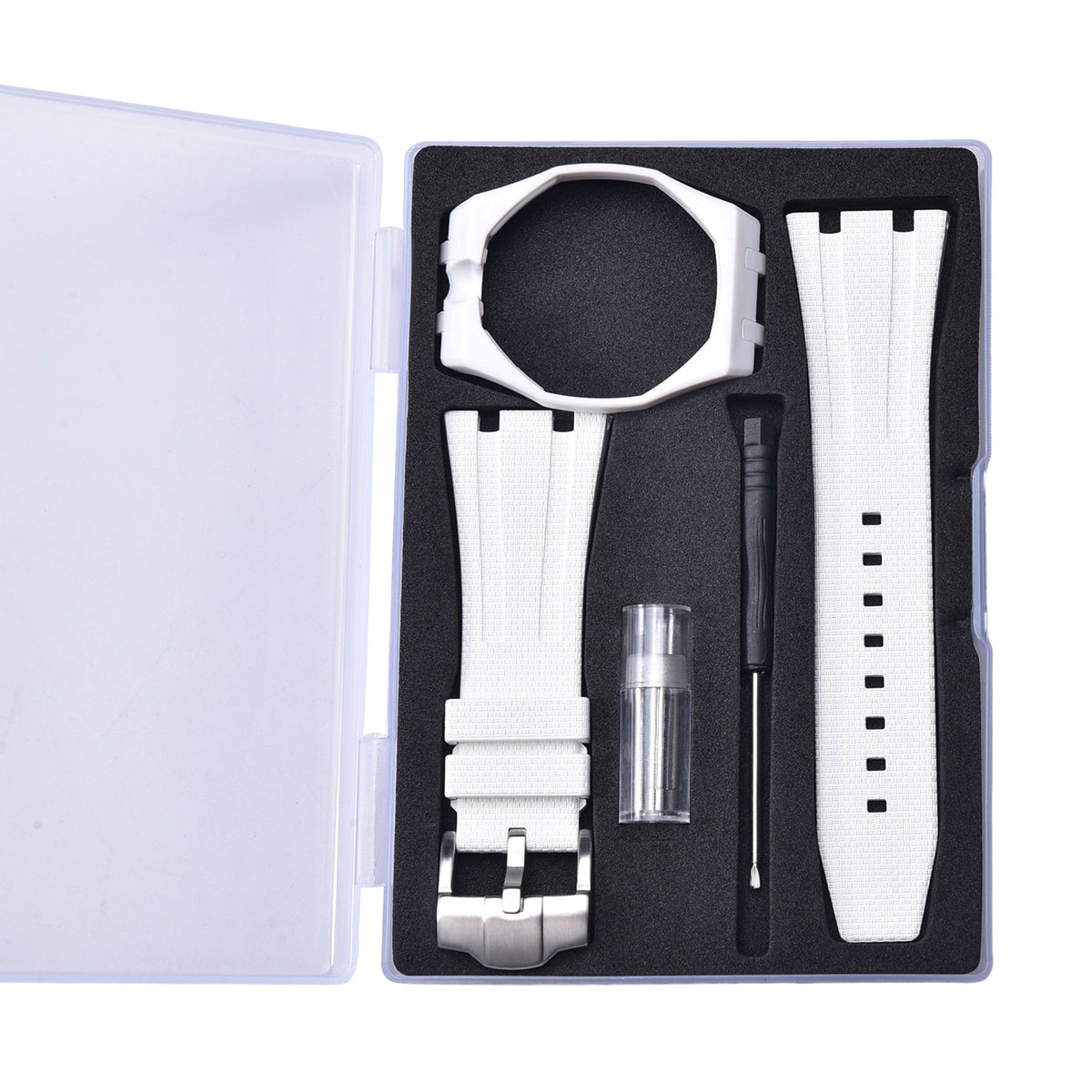 Rubber strap and case for AP x Swatch White KronoKeeper – complete set with strap, case, buckle and tool