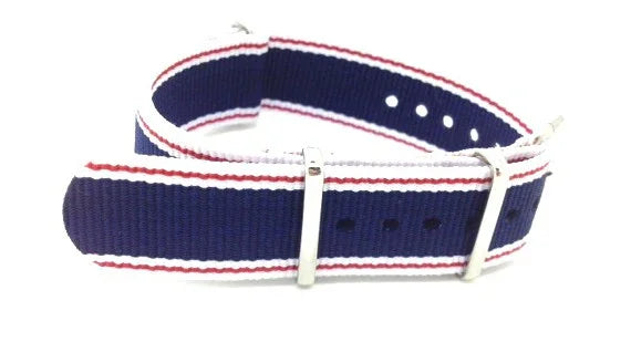 Watch NATO strap white/red/blue - NATO nylon watch strap