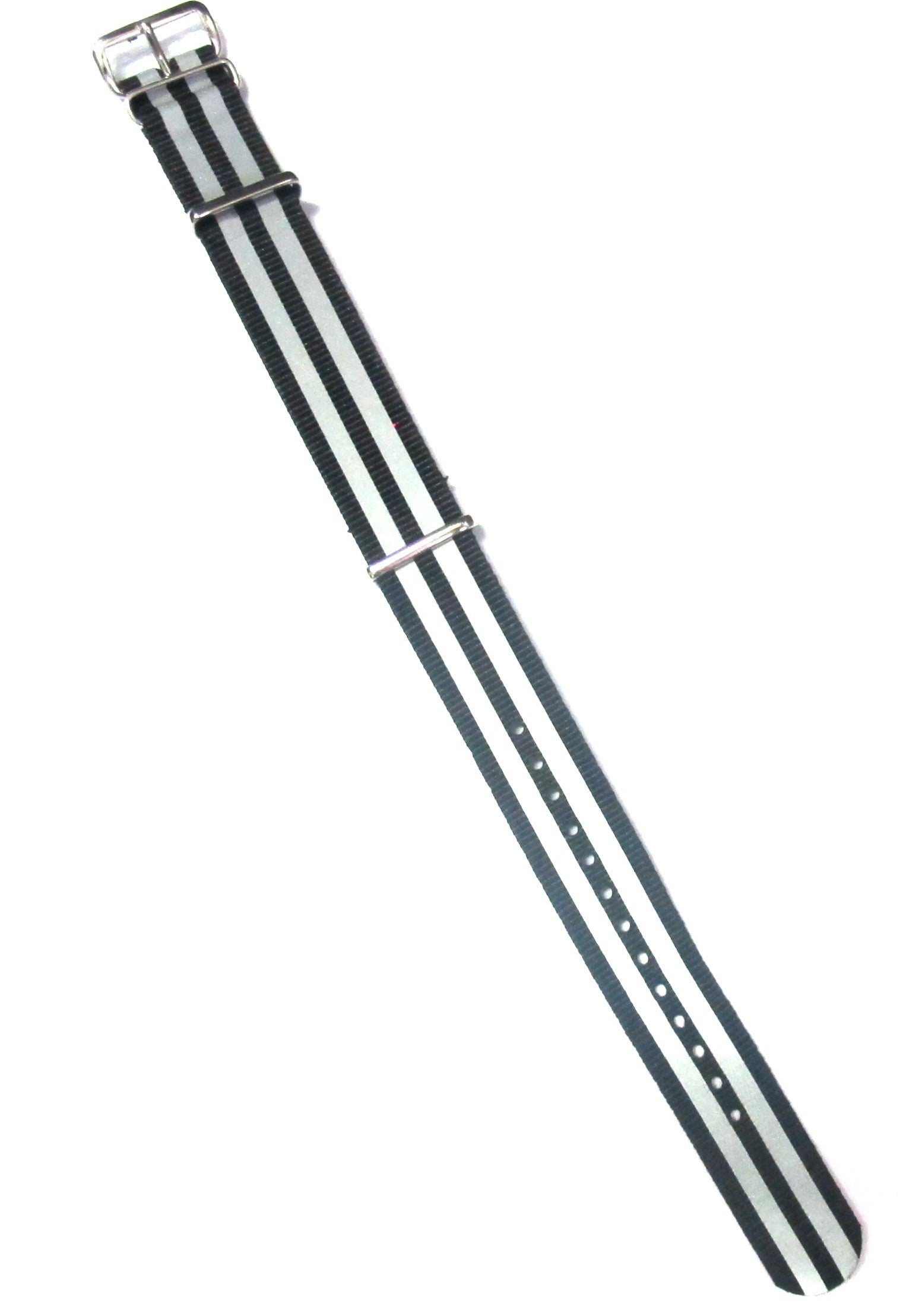 Watch NATO strap Black/Grey retro reflective