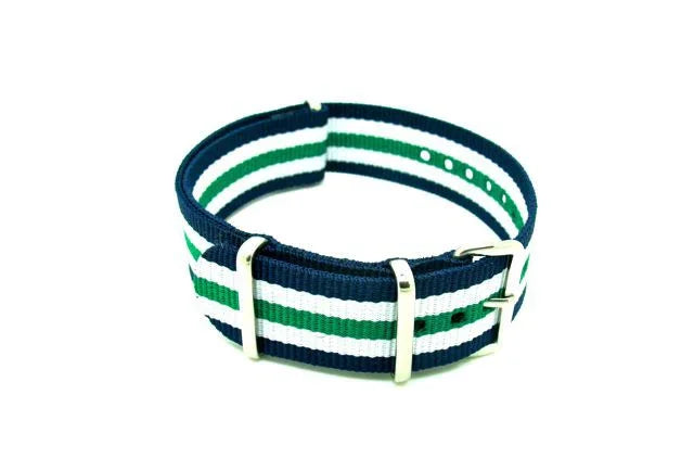 Watch NATO strap navy/white/green - NATO nylon watch strap