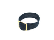 Perlon Watch Strap - Navy Blue/Blue (gold buckle) - NATO nylon watch strap