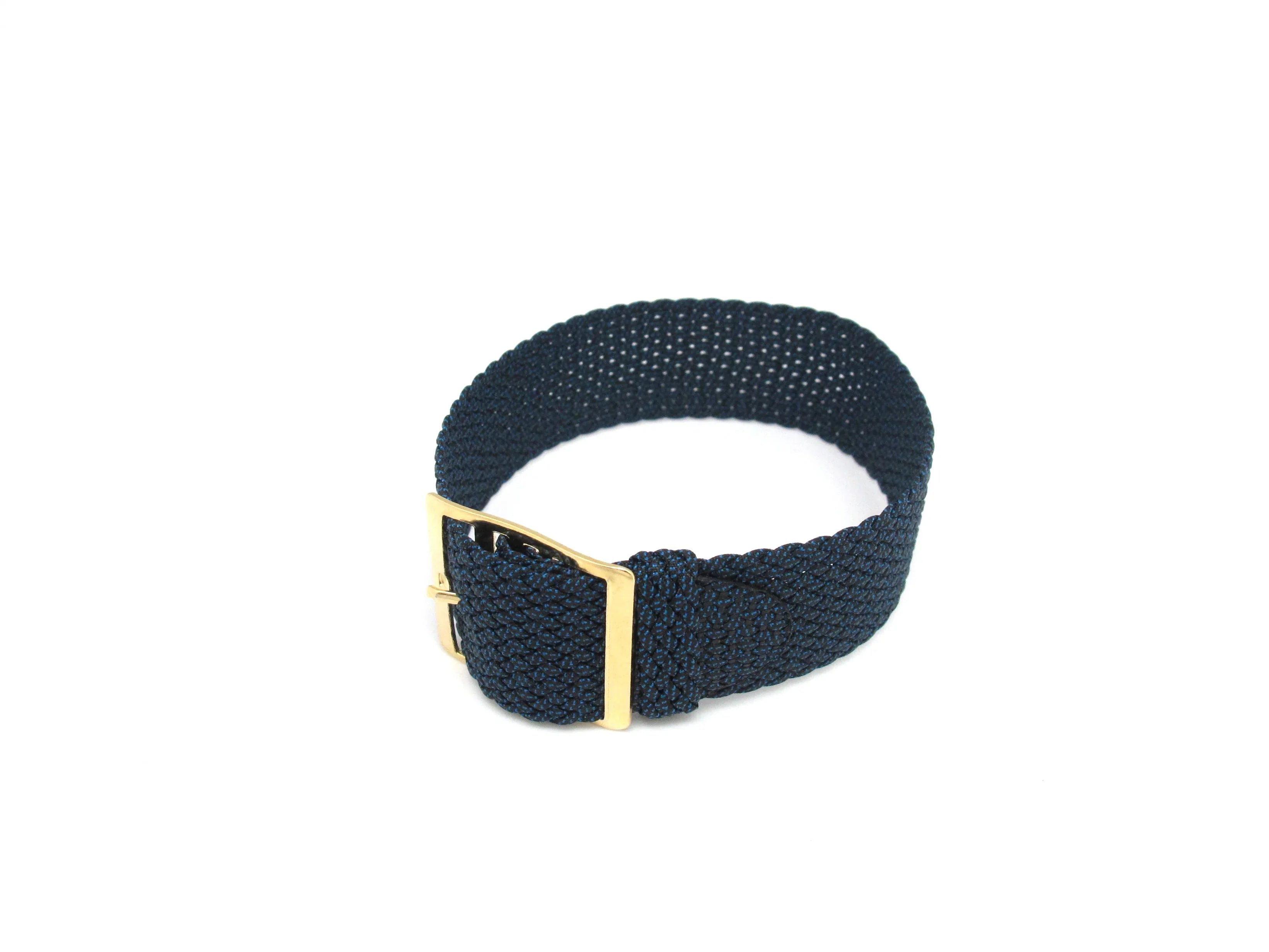 Perlon Watch Strap - Navy Blue/Blue (gold buckle) - NATO nylon watch strap