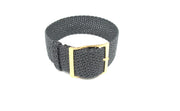 Perlon Watch Strap - Black/White (gold buckle) - NATO nylon watch strap