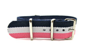 Black/White/Pink NATO watch strap