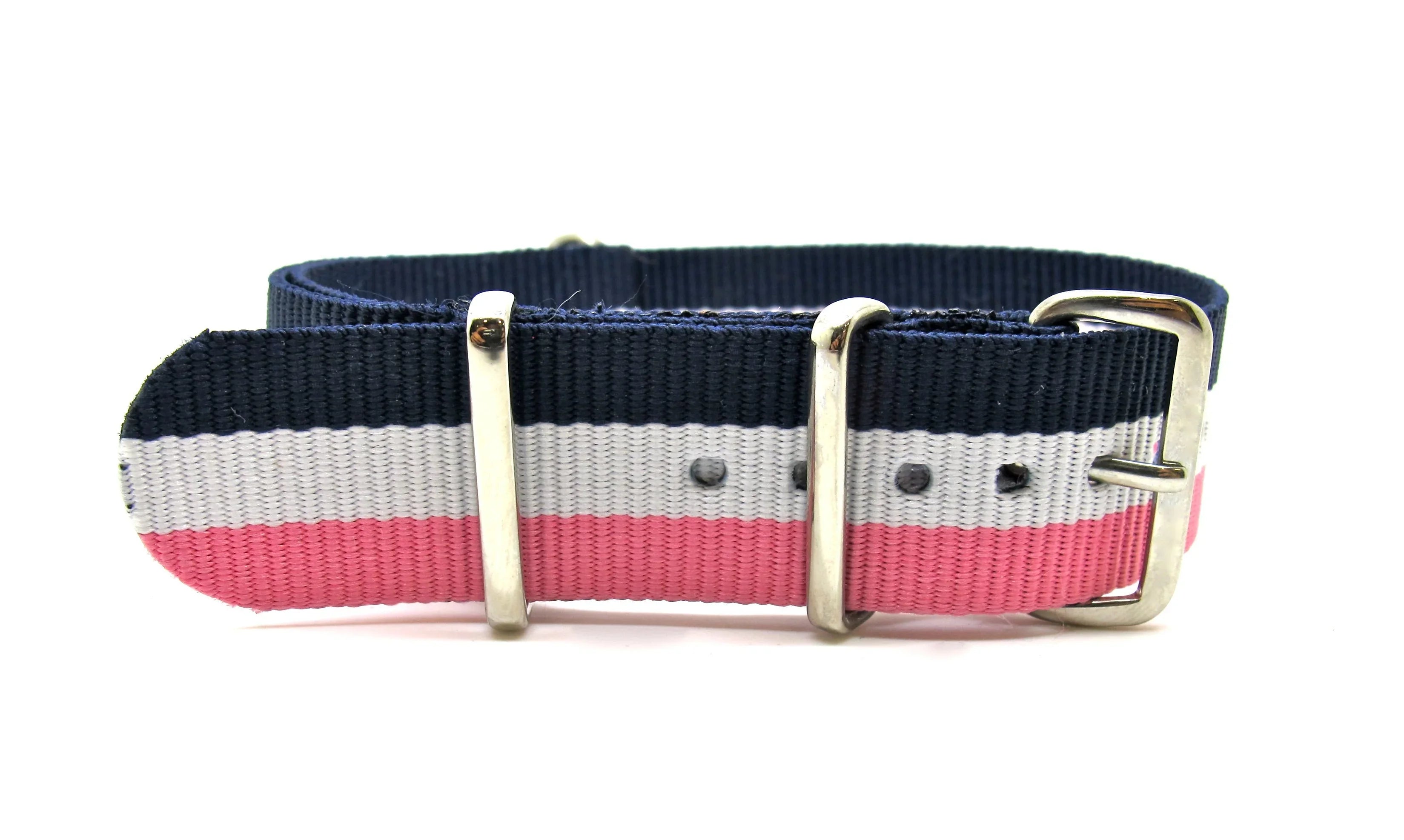 Navy blue/white/pink NATO watch strap - NATO nylon watch strap