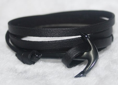 Leather anchor bracelet