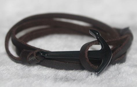 Leather anchor bracelet