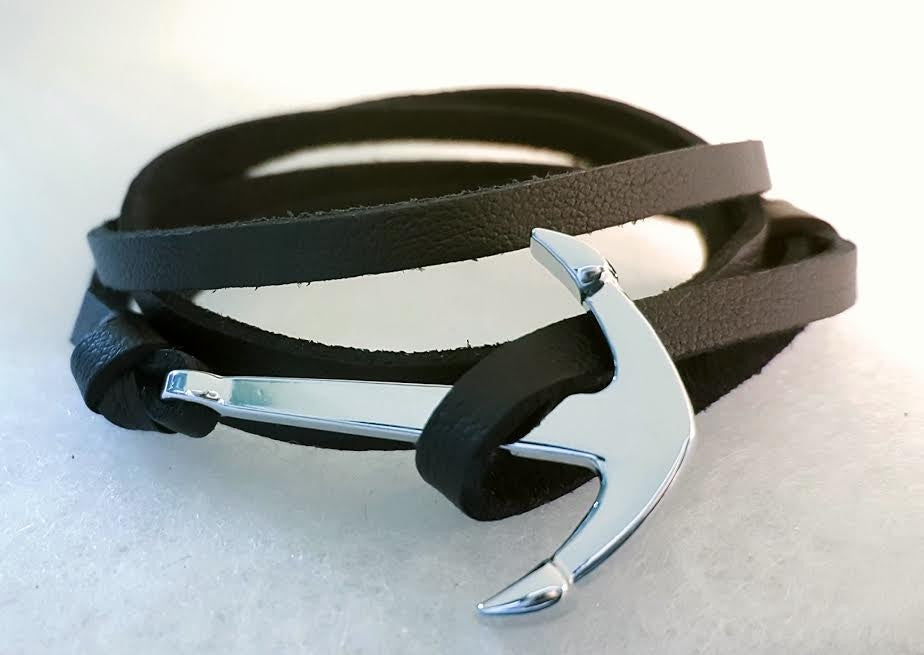 Leather anchor bracelet