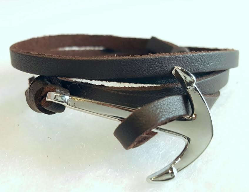 Leather anchor bracelet