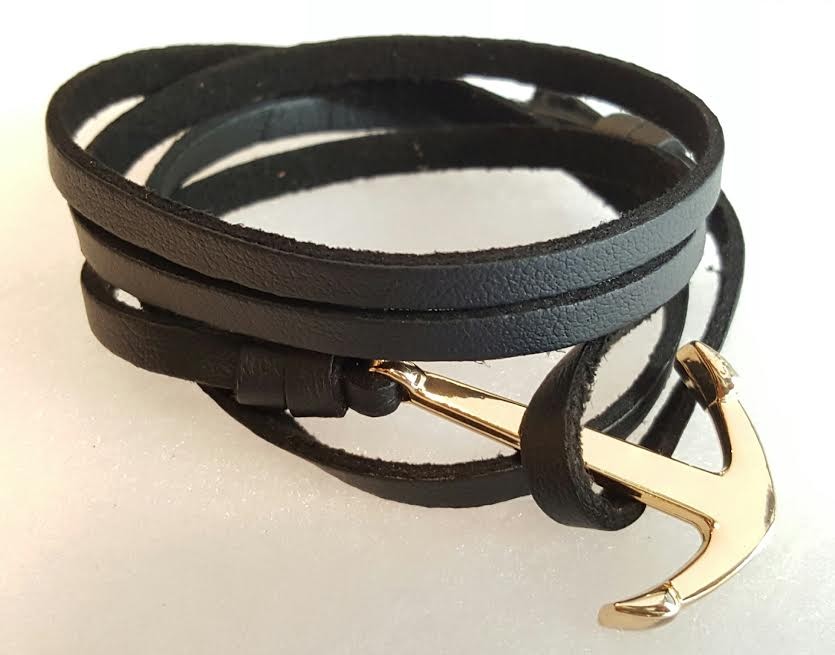 Leather anchor bracelet