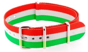 Bracelet nylon NATO Orange/Blanc/Vert