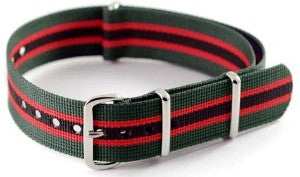 Bracelet nylon NATO Vert/Rouge/Noir